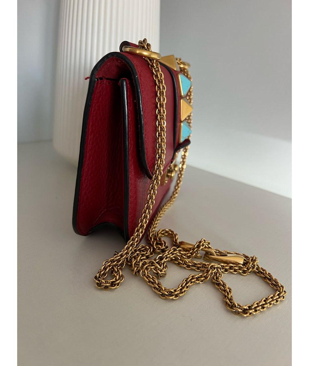 VALENTINO Бордовая кожаная сумка через плечо, фото 2