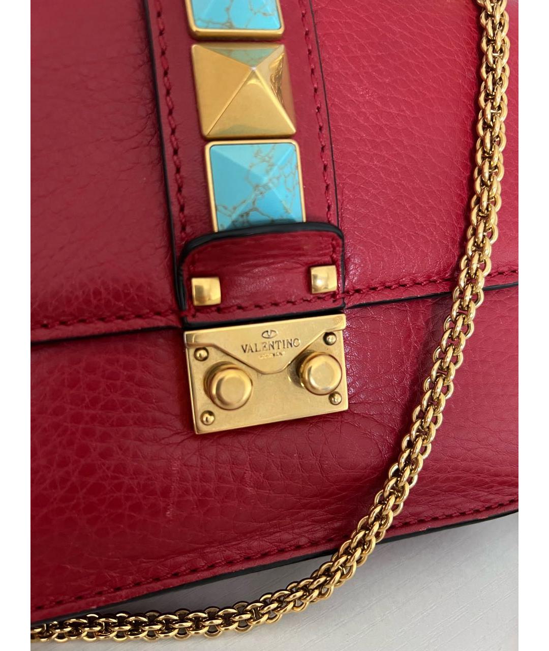 VALENTINO Бордовая кожаная сумка через плечо, фото 6