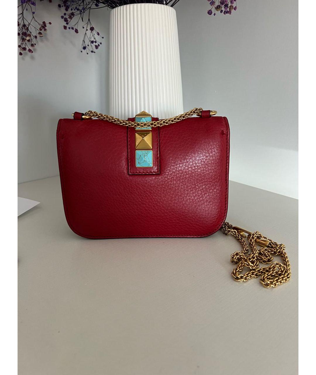 VALENTINO Бордовая кожаная сумка через плечо, фото 3
