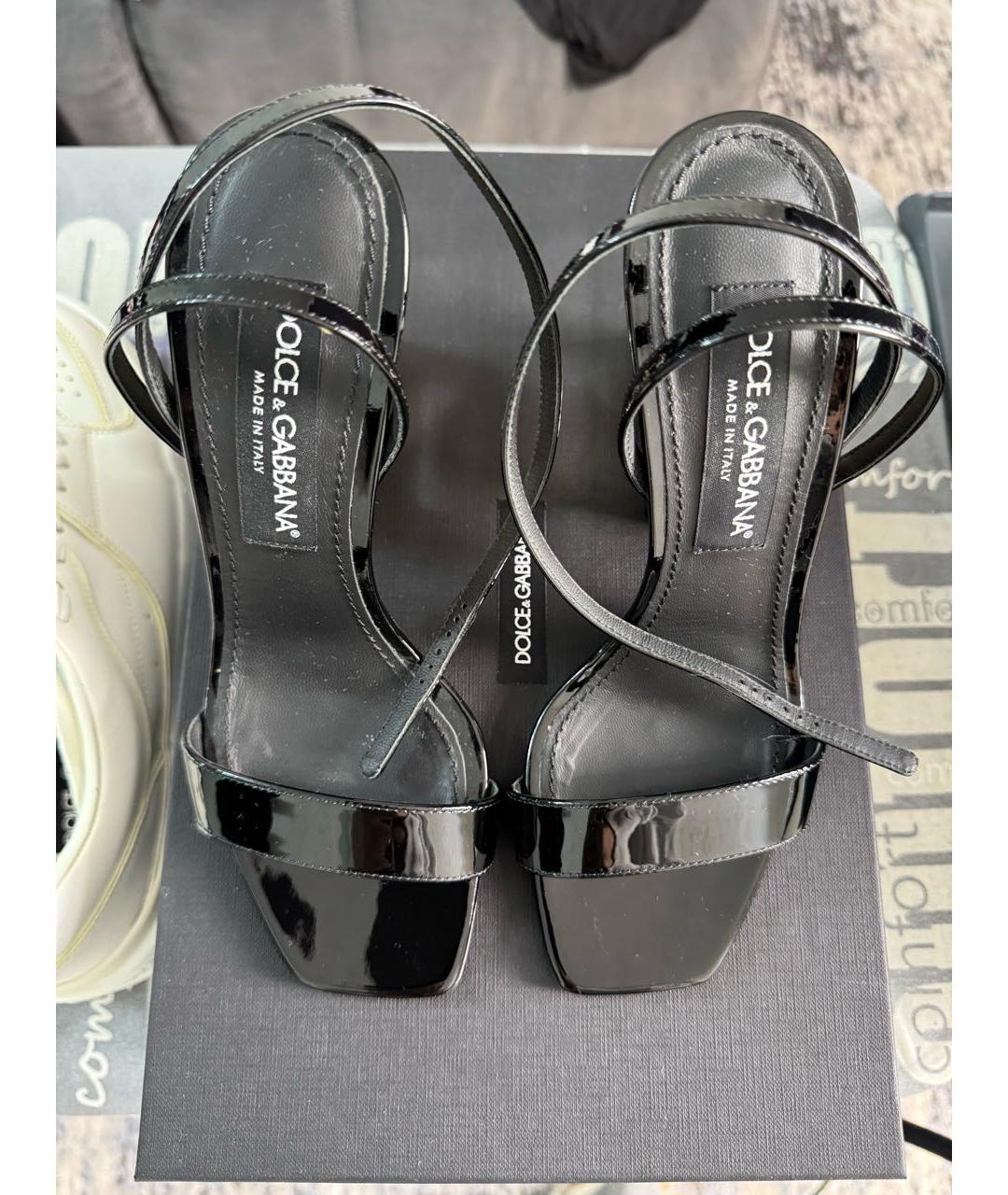DOLCE&GABBANA Черные босоножки из лакированной кожи, фото 3