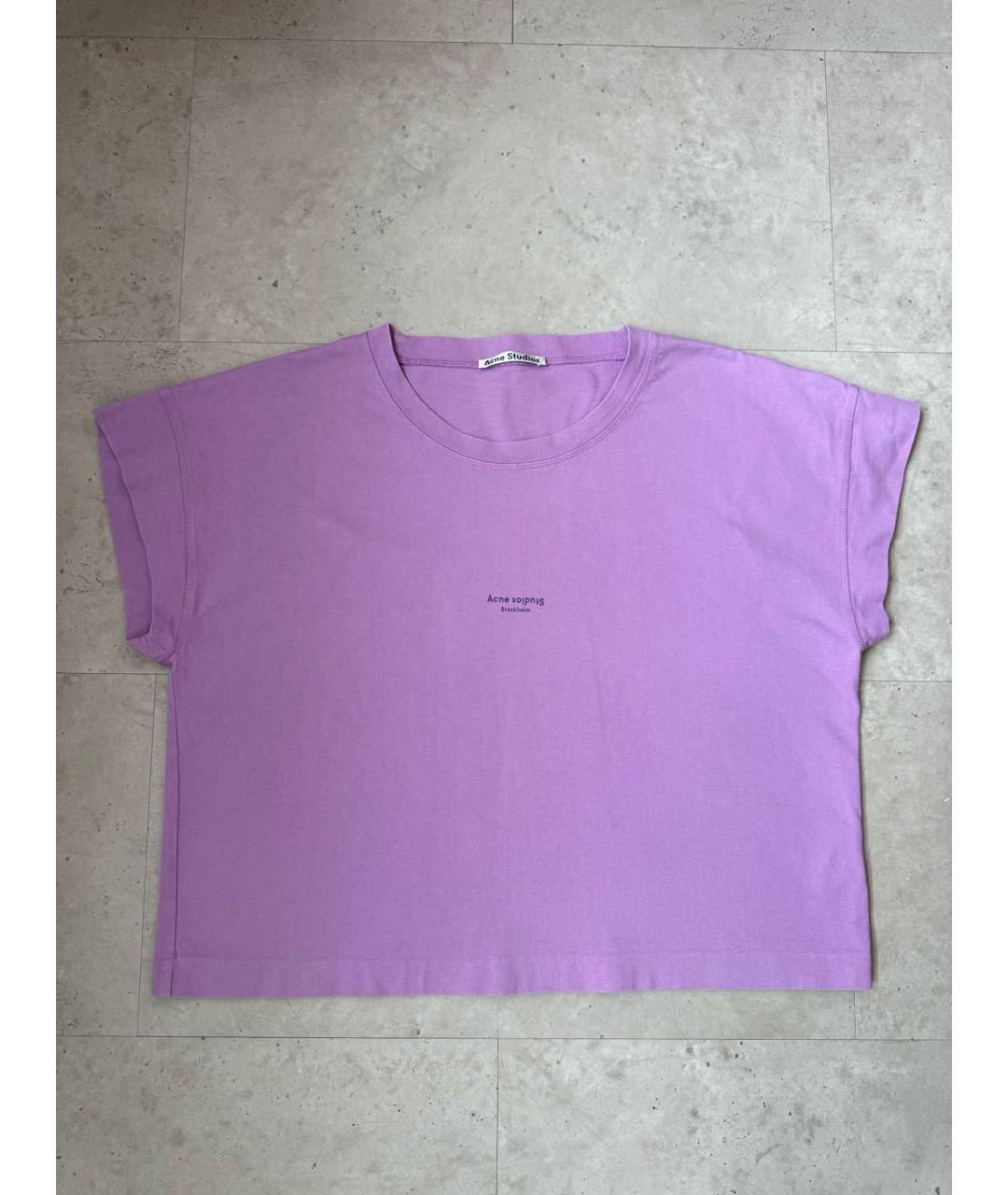 ACNE STUDIOS Фиолетовая хлопковая футболка, фото 5