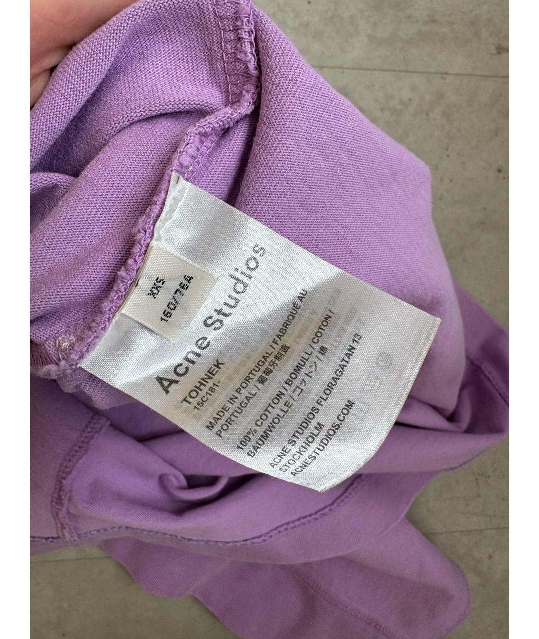 ACNE STUDIOS Фиолетовая хлопковая футболка, фото 4
