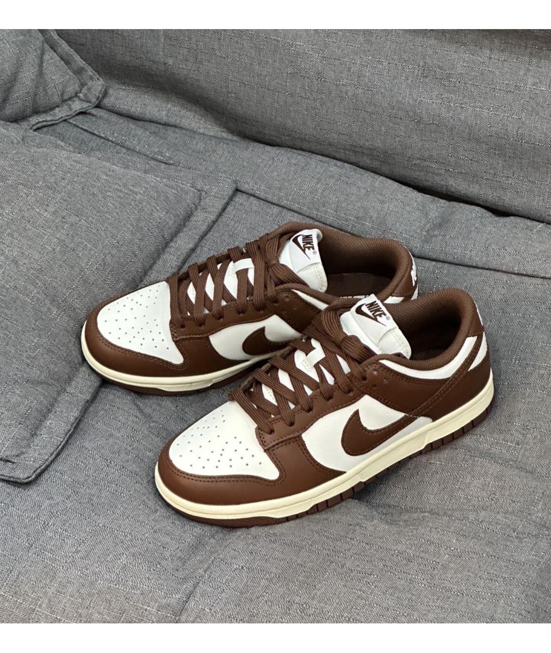 NIKE Коричневые кожаные низкие кроссовки / кеды, фото 4