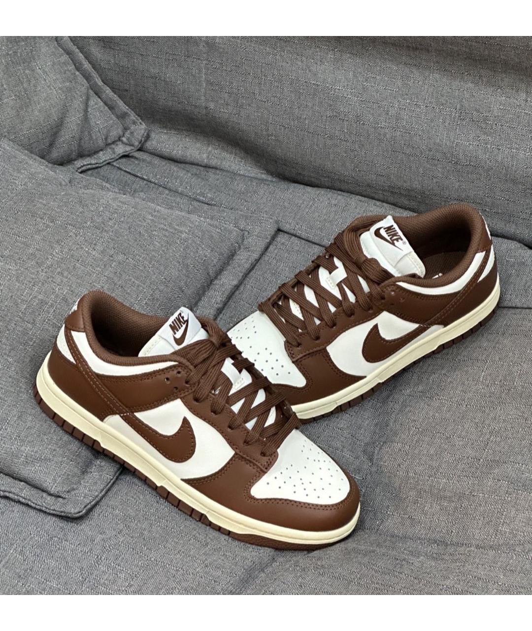 NIKE Коричневые кожаные низкие кроссовки / кеды, фото 3