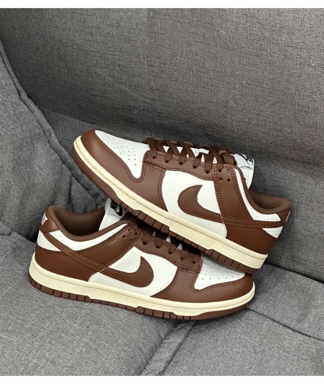 NIKE Коричневые кожаные низкие кроссовки / кеды, фото 2