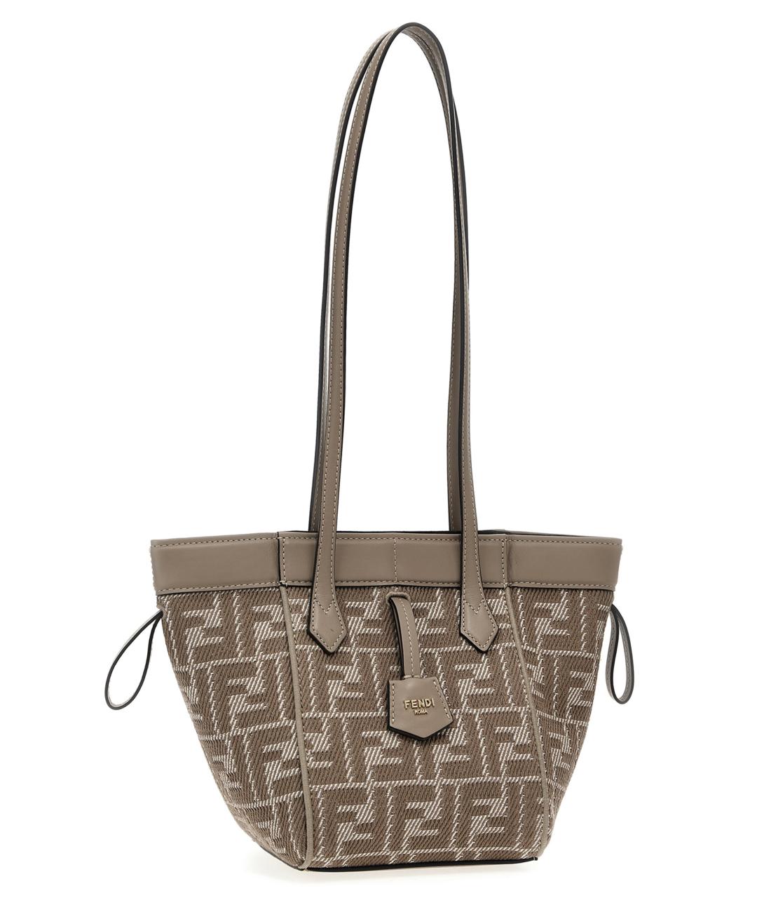 FENDI Бежевая хлопковая сумка через плечо, фото 3