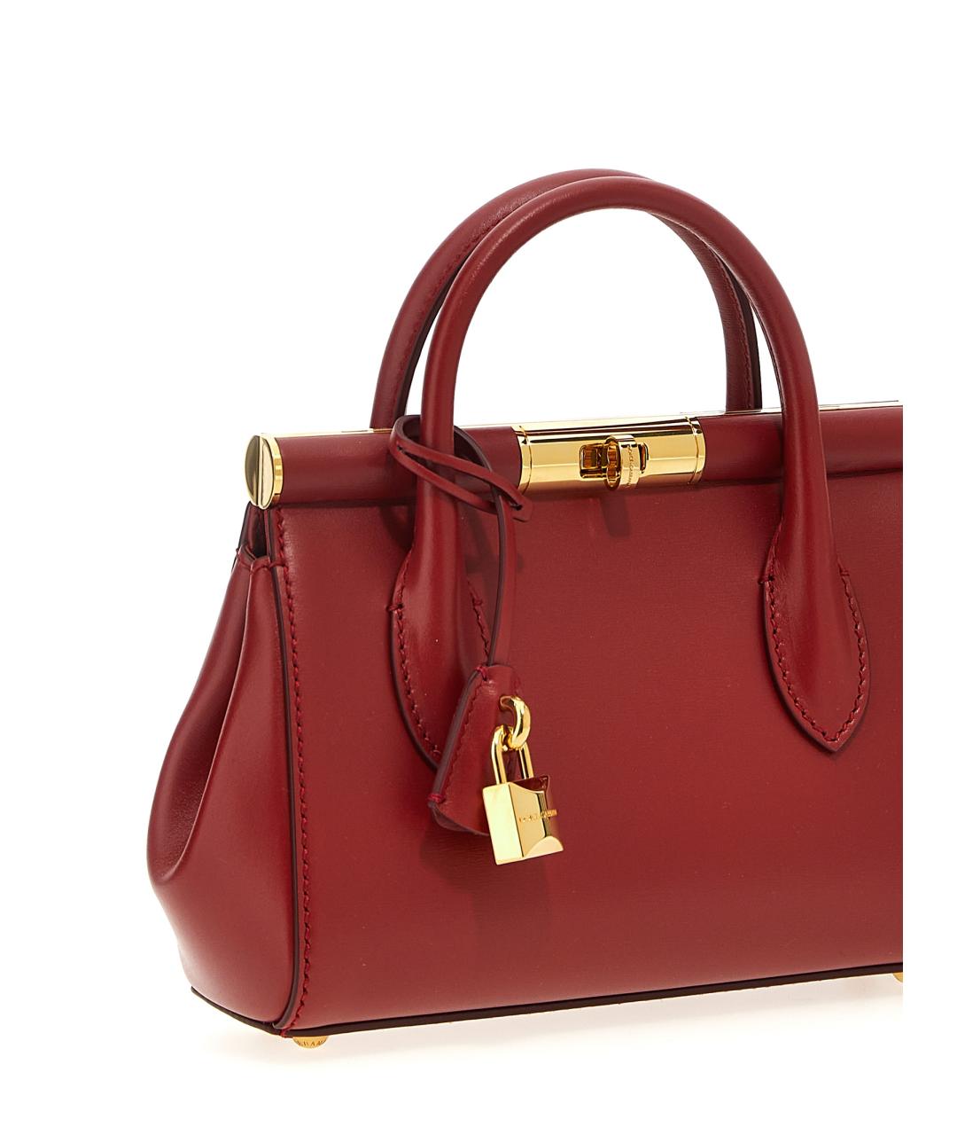 DOLCE&GABBANA Красная кожаная сумка с короткими ручками, фото 3