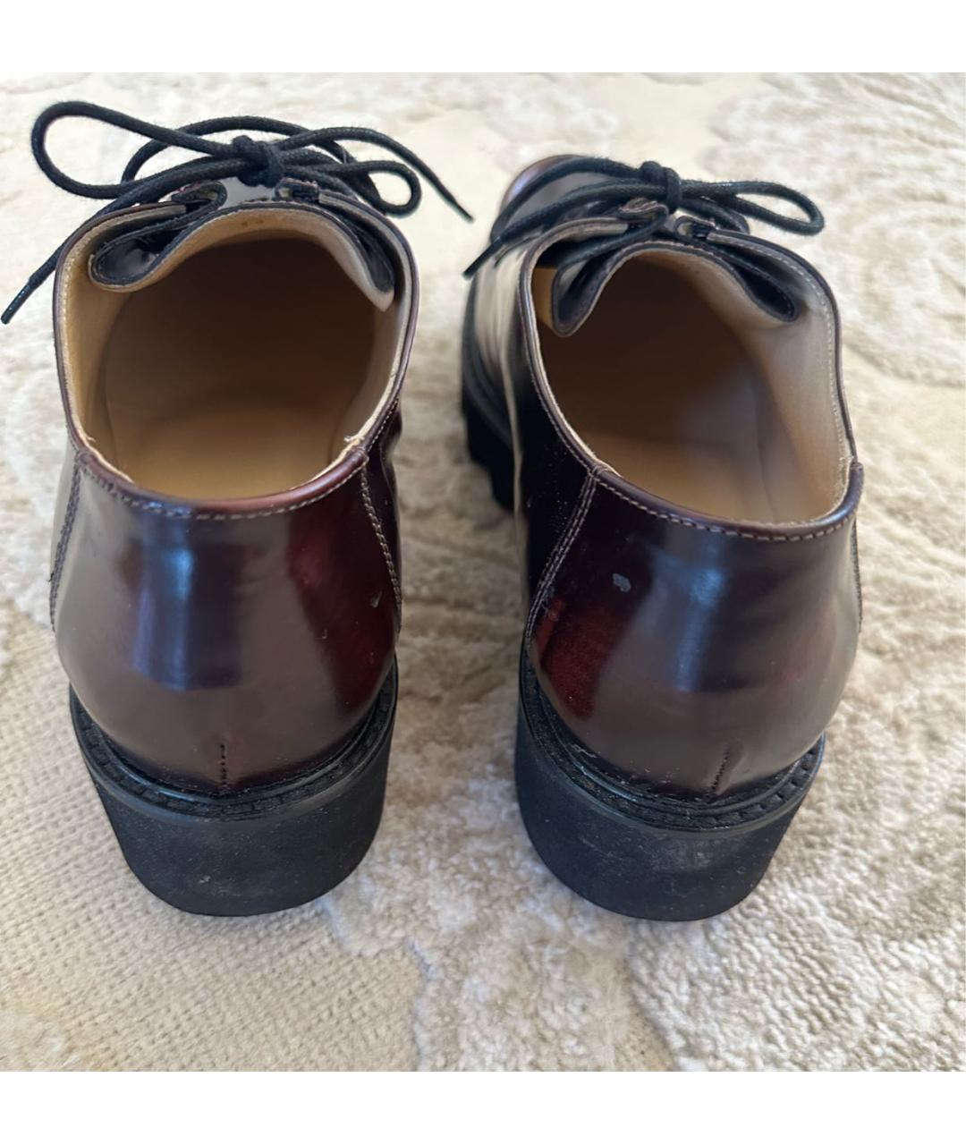 POLLINI Бордовые кожаные брогги и оксфорды, фото 3