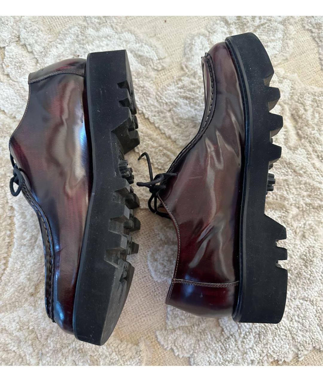 POLLINI Бордовые кожаные брогги и оксфорды, фото 6