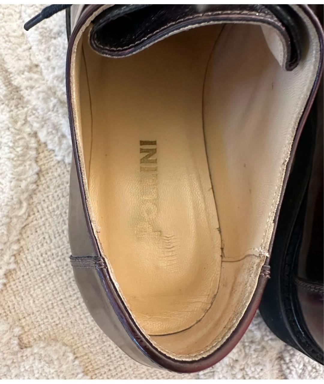 POLLINI Бордовые кожаные брогги и оксфорды, фото 4