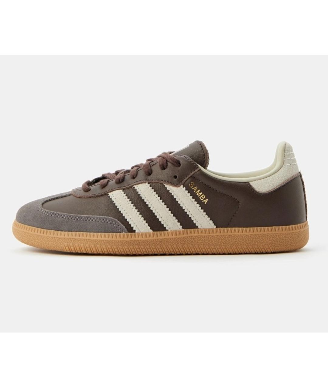 ADIDAS Коричневые кожаные кеды, фото 2