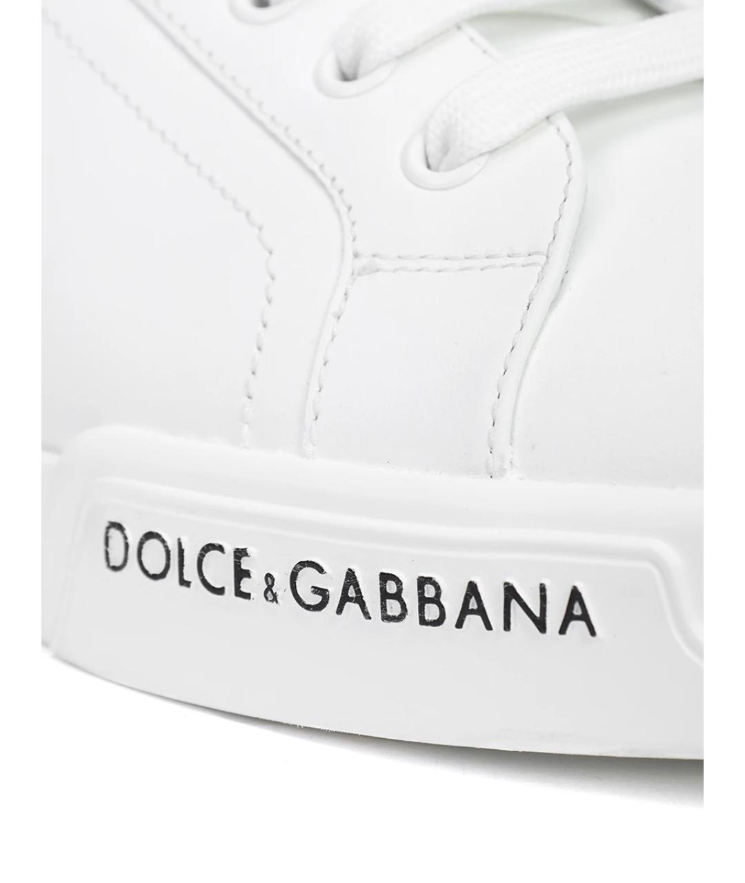 DOLCE&GABBANA Белые кожаные низкие кроссовки / кеды, фото 5