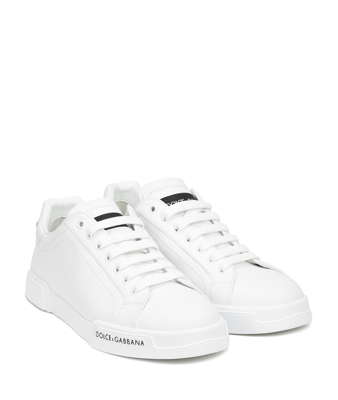 DOLCE&GABBANA Белые кожаные низкие кроссовки / кеды, фото 2