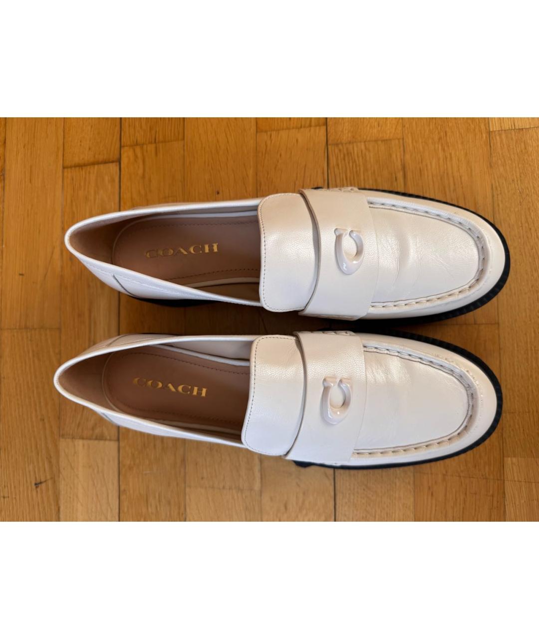 COACH Белые кожаные лоферы, фото 3