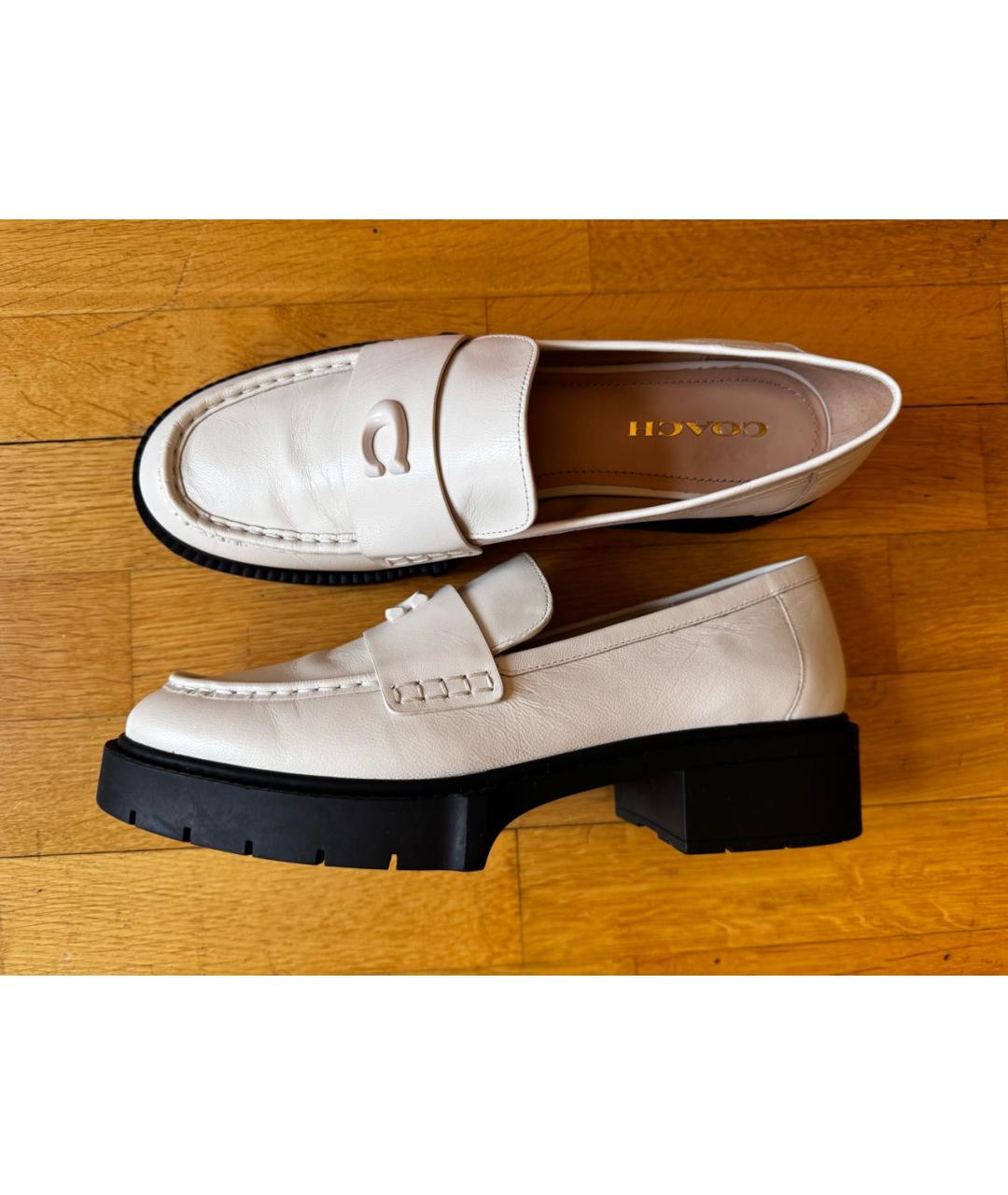 COACH Белые кожаные лоферы, фото 7