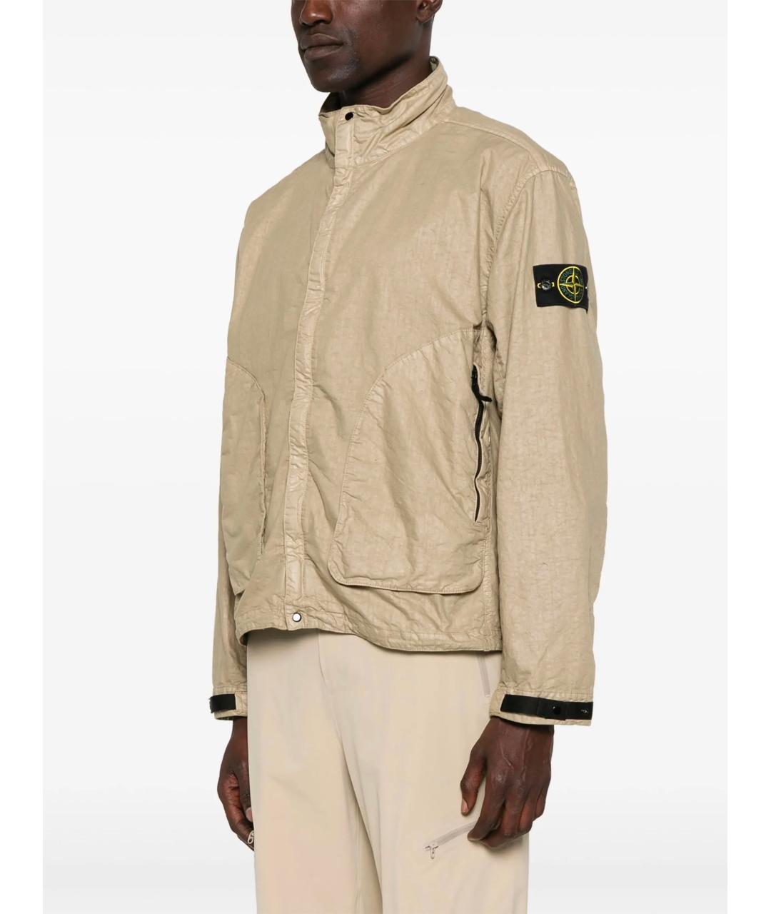 STONE ISLAND Бежевая полиамидовая куртка, фото 3