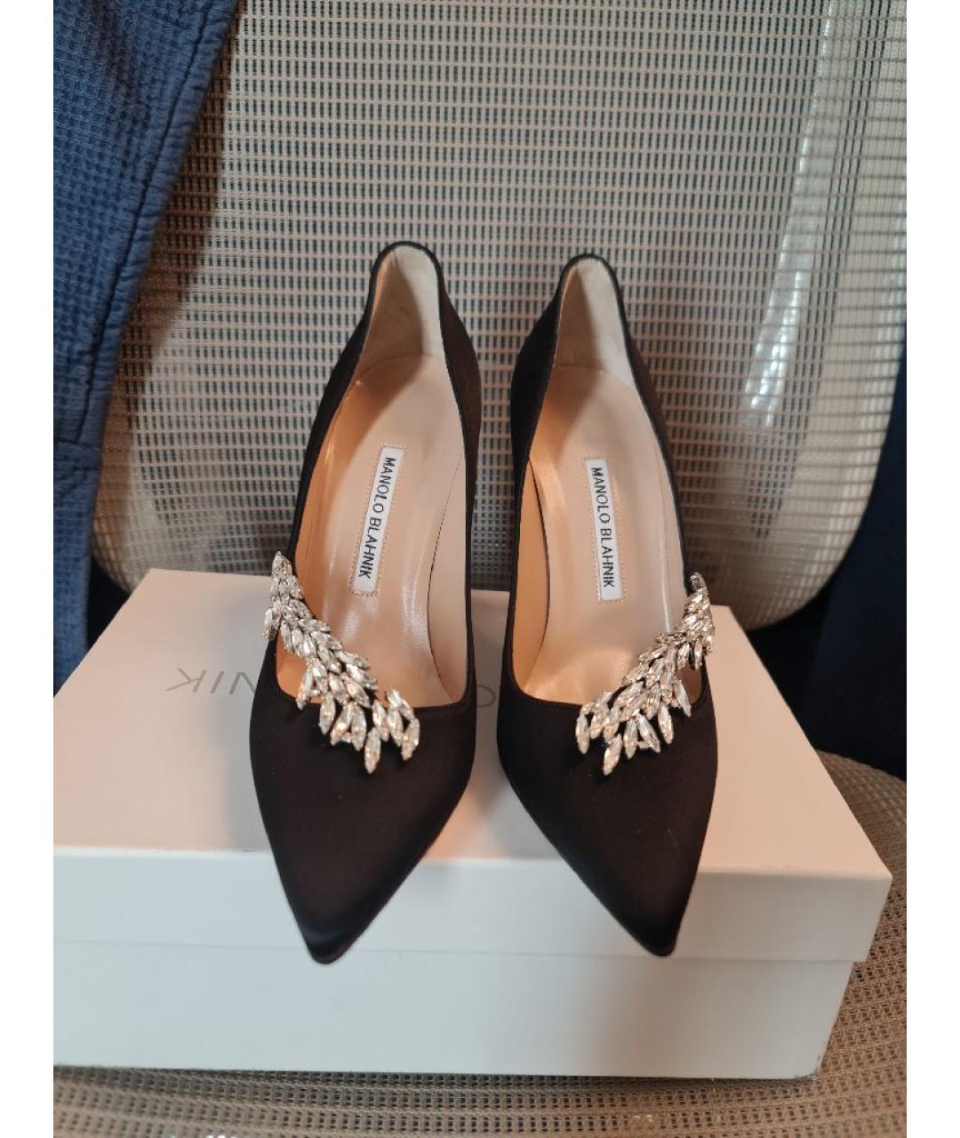 MANOLO BLAHNIK Черные текстильные туфли, фото 3
