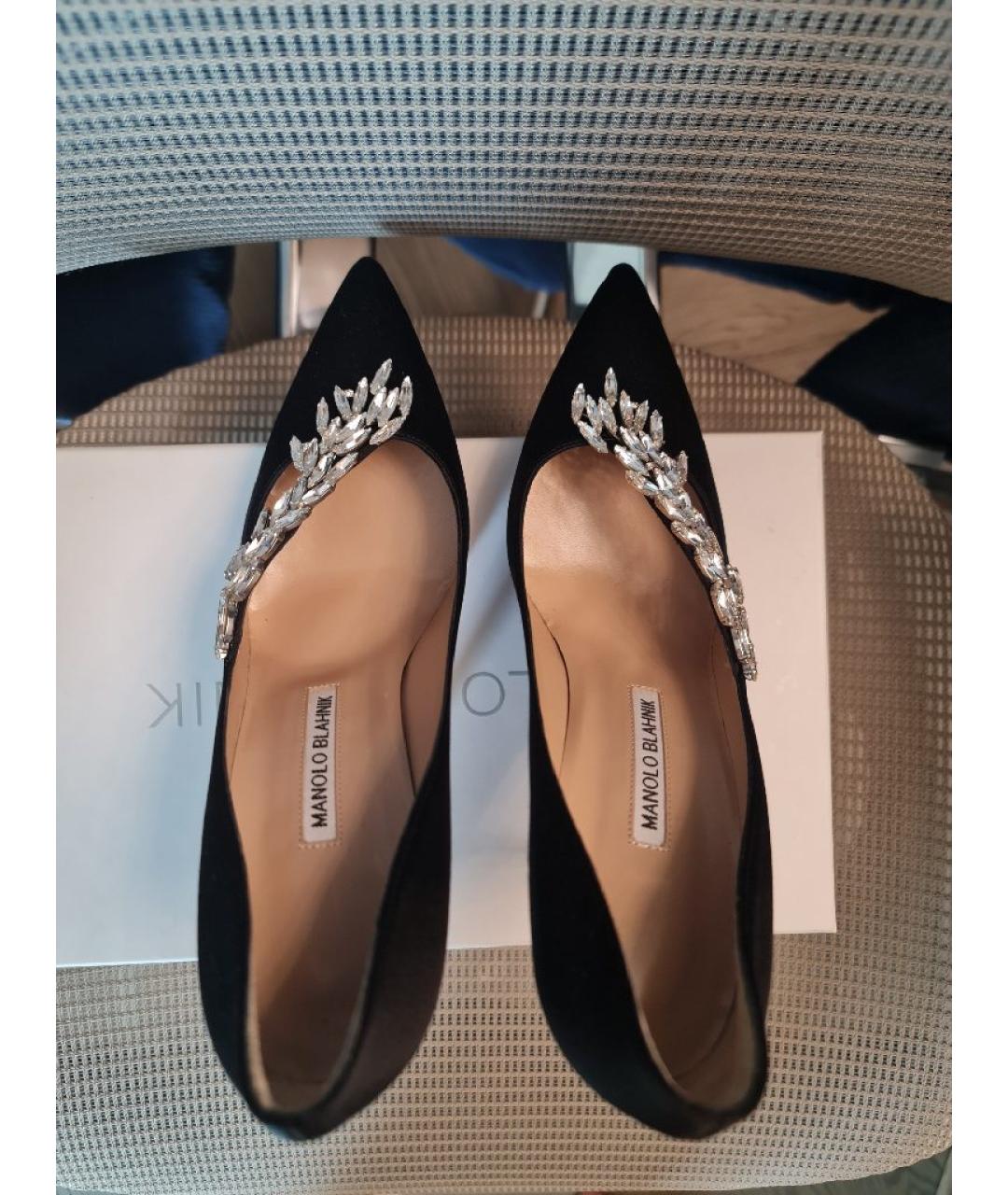 MANOLO BLAHNIK Черные текстильные туфли, фото 4
