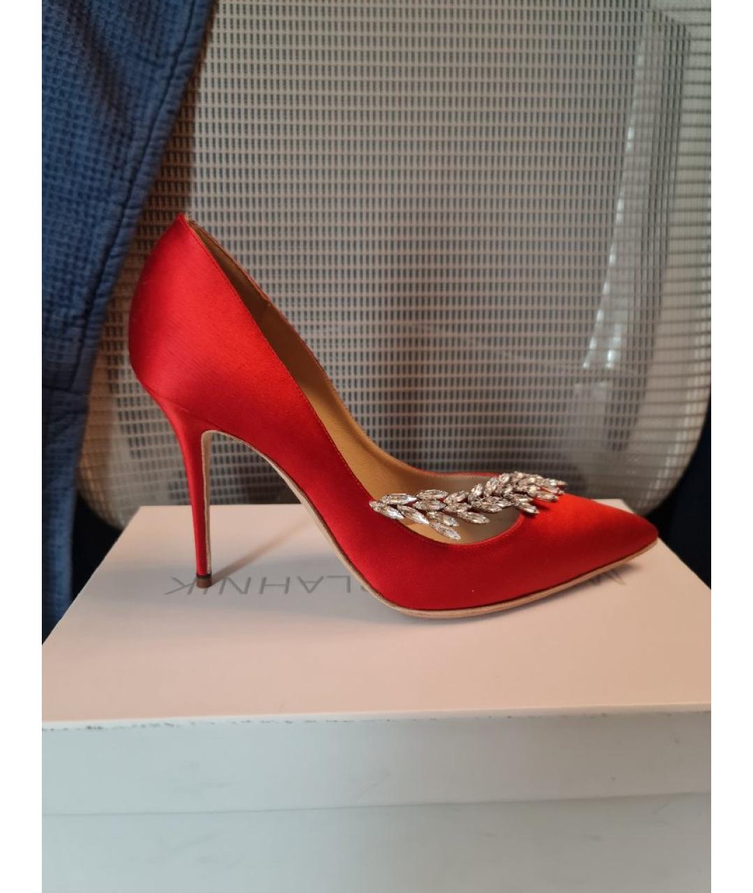 MANOLO BLAHNIK Красные текстильные туфли, фото 2