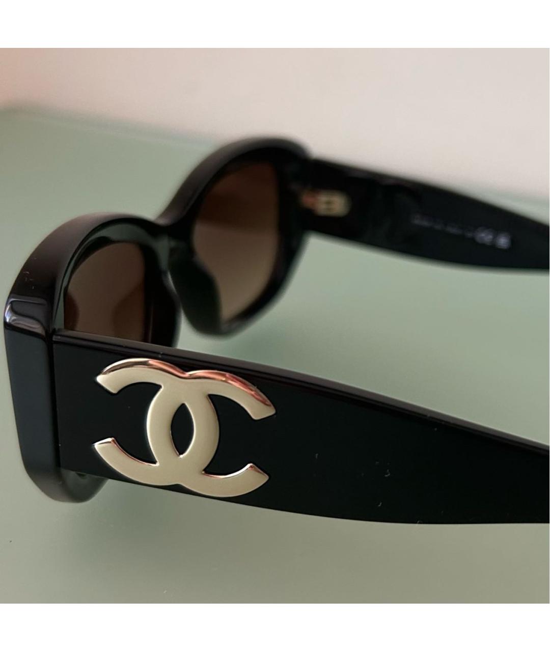 CHANEL Черные пластиковые солнцезащитные очки, фото 3