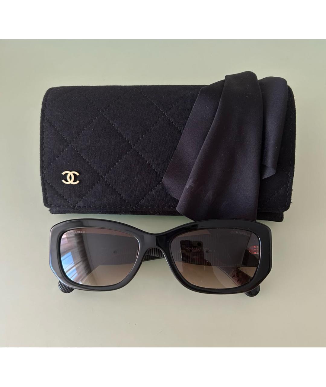 CHANEL Черные пластиковые солнцезащитные очки, фото 4