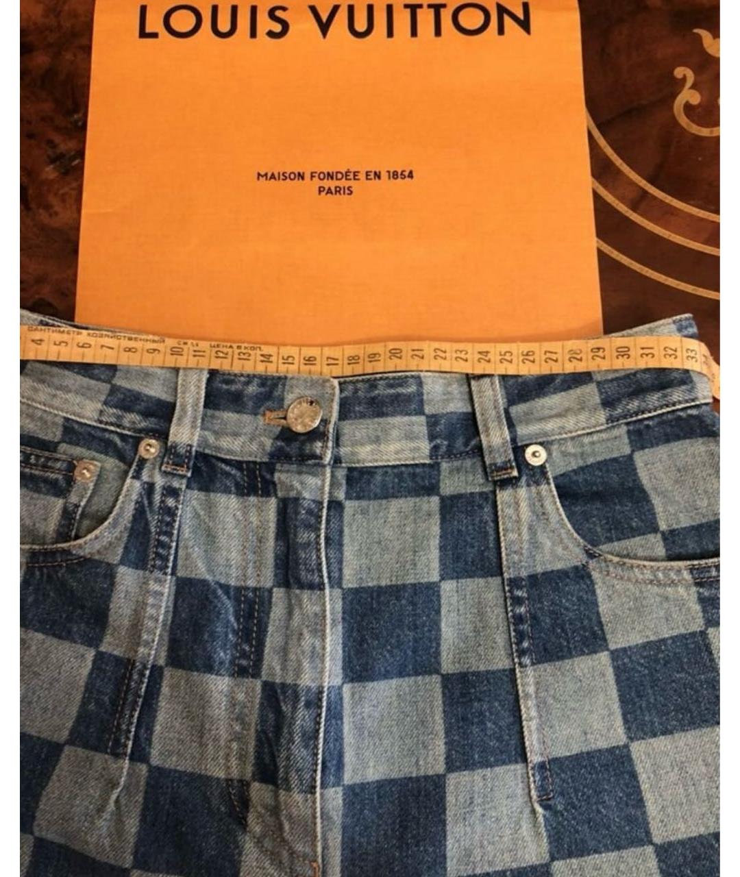 LOUIS VUITTON Голубые хлопковые прямые джинсы, фото 3