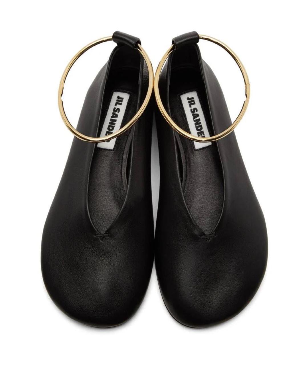 JIL SANDER Черные кожаные балетки, фото 2