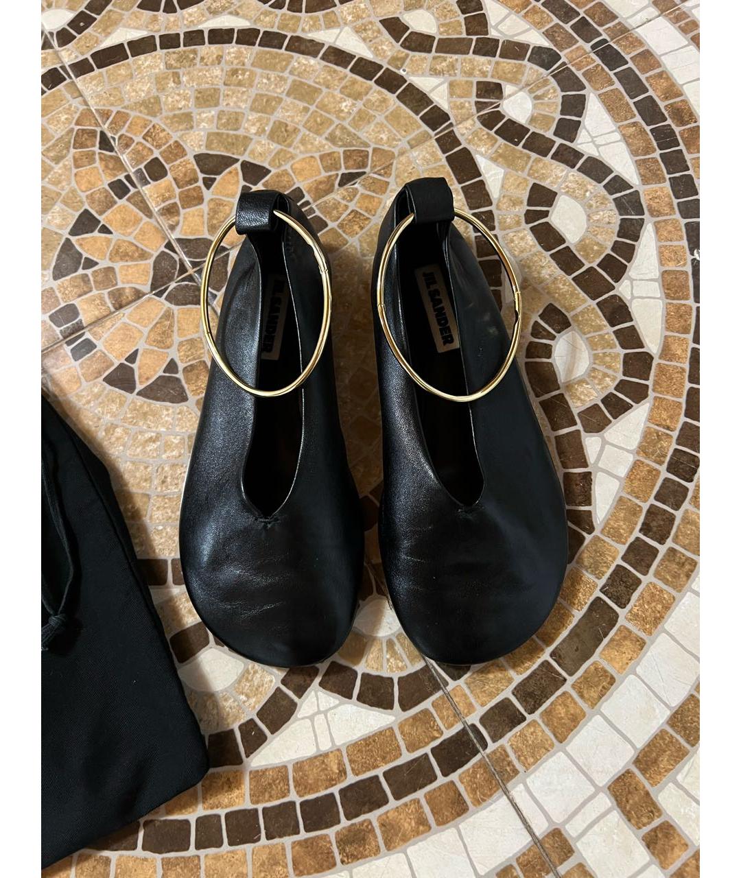 JIL SANDER Черные кожаные балетки, фото 3