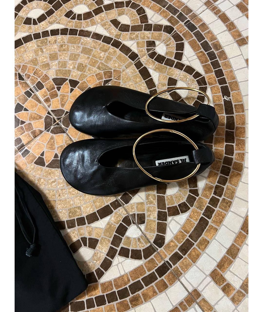 JIL SANDER Черные кожаные балетки, фото 5