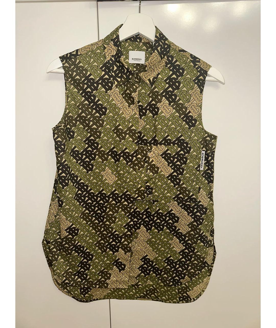 BURBERRY Хаки хлопковая рубашка, фото 4