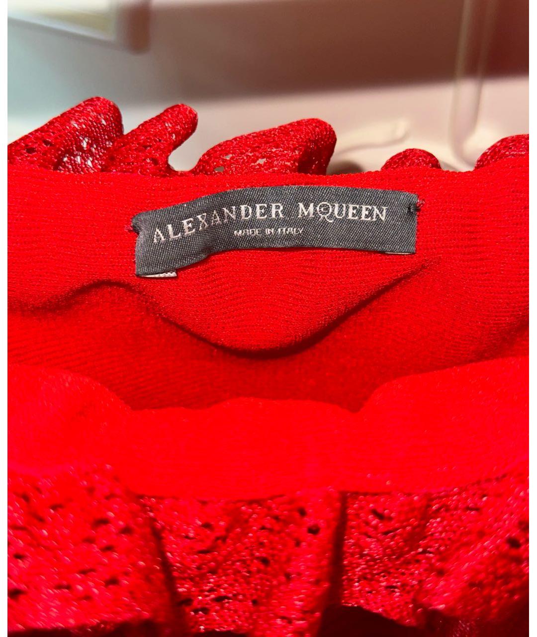 ALEXANDER MCQUEEN Красное шифоновое вечернее платье, фото 4