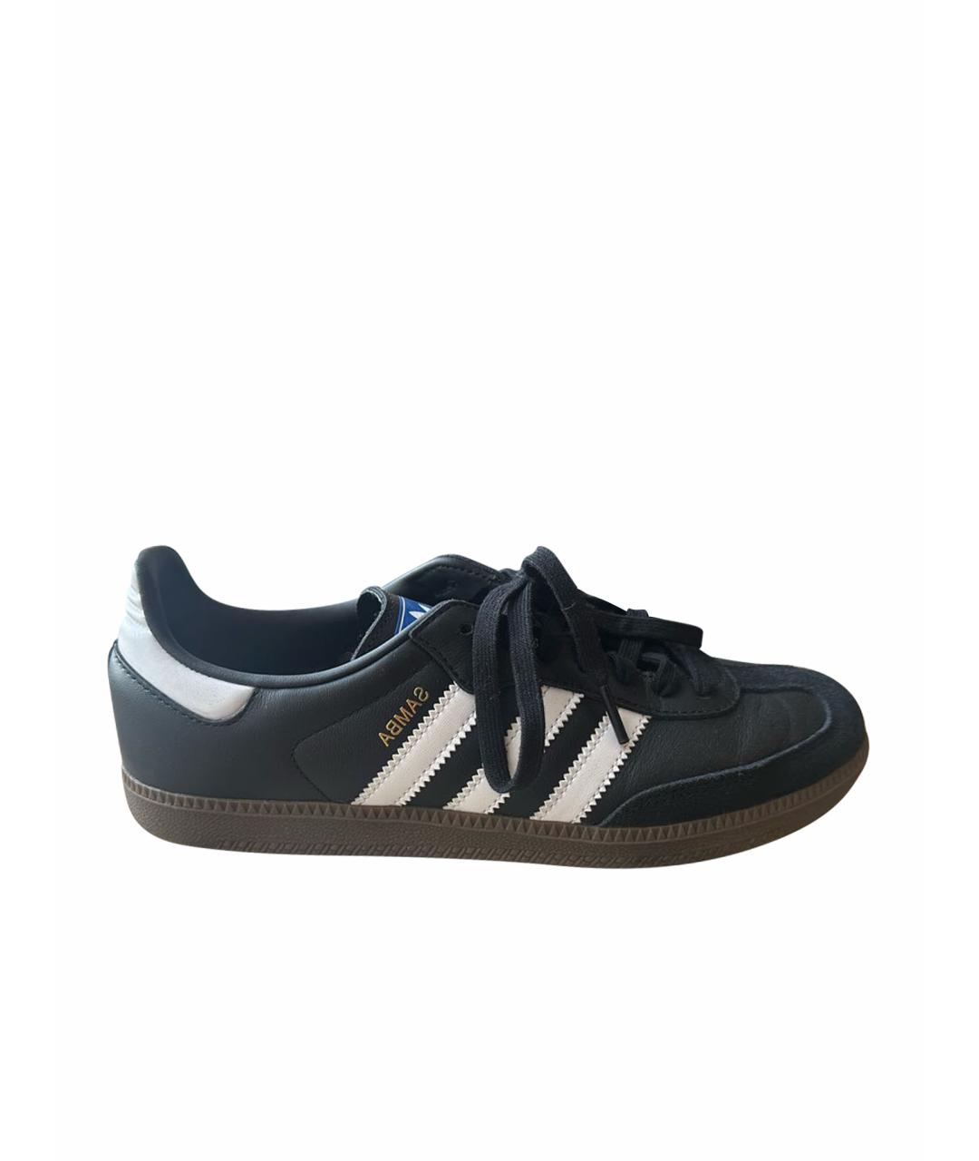 ADIDAS Черные кожаные кеды, фото 1