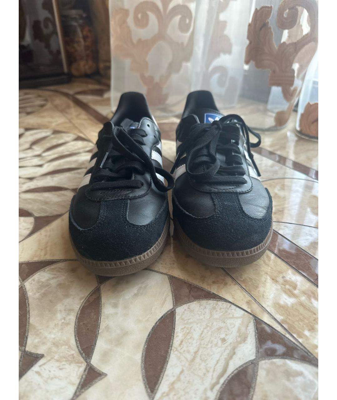 ADIDAS Черные кожаные кеды, фото 2