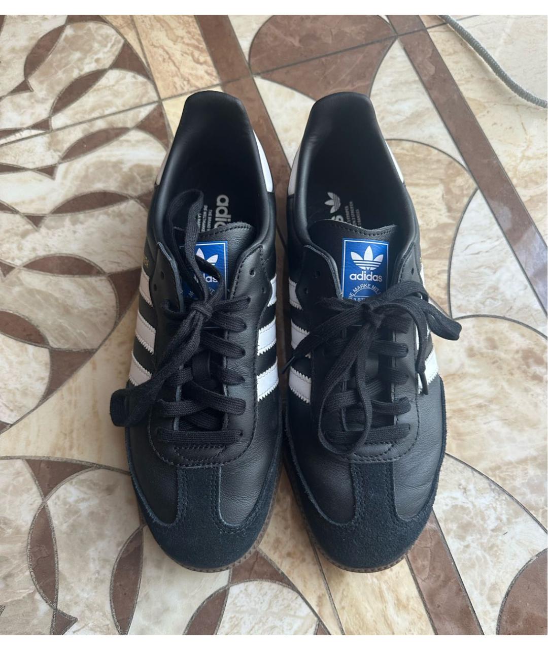 ADIDAS Черные кожаные кеды, фото 3