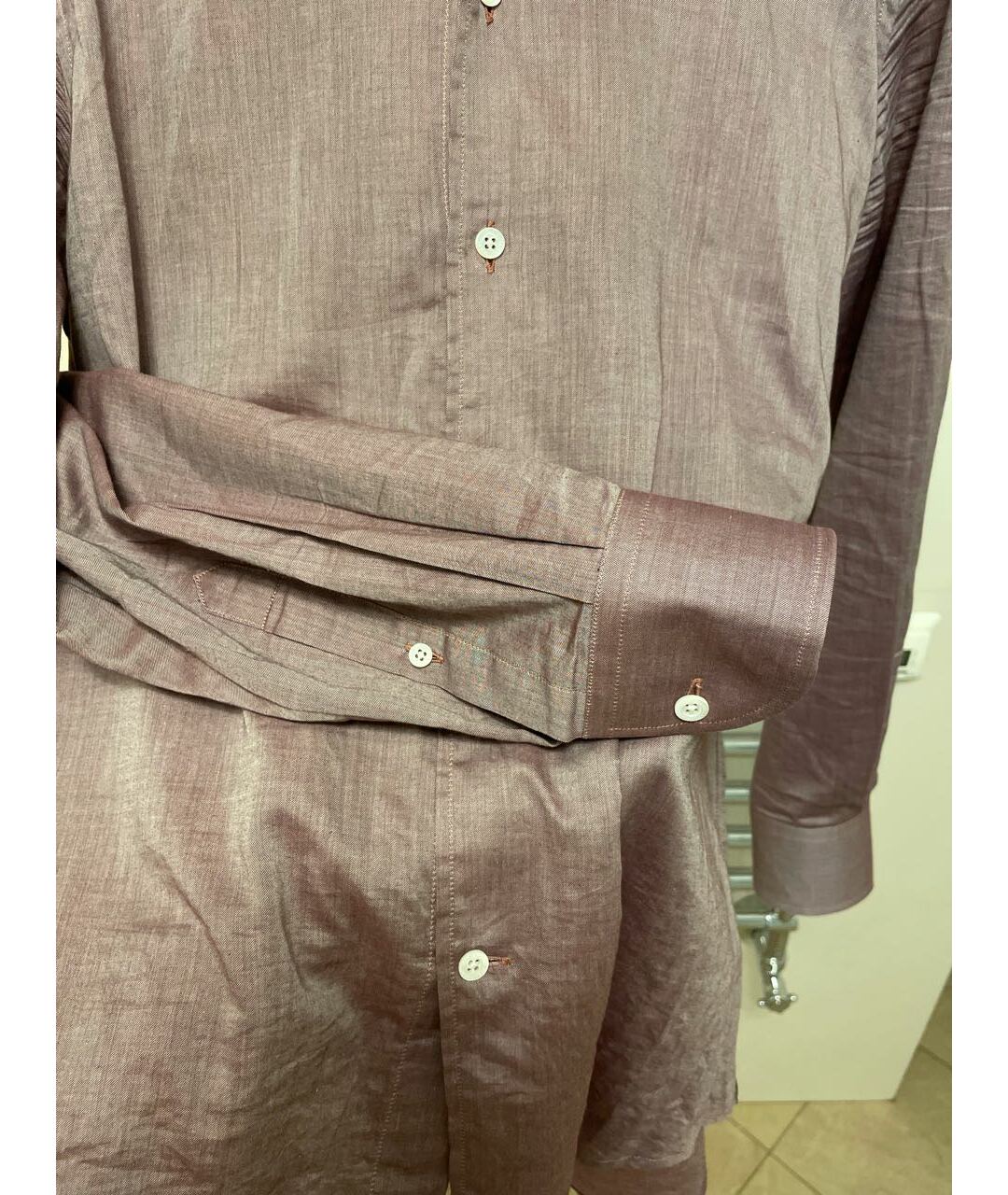 CORNELIANI Бордовая хлопковая классическая рубашка, фото 4