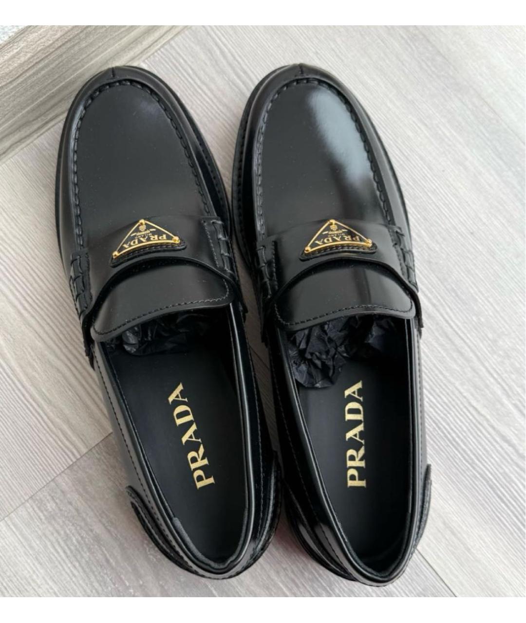 PRADA Черные кожаные лоферы, фото 3
