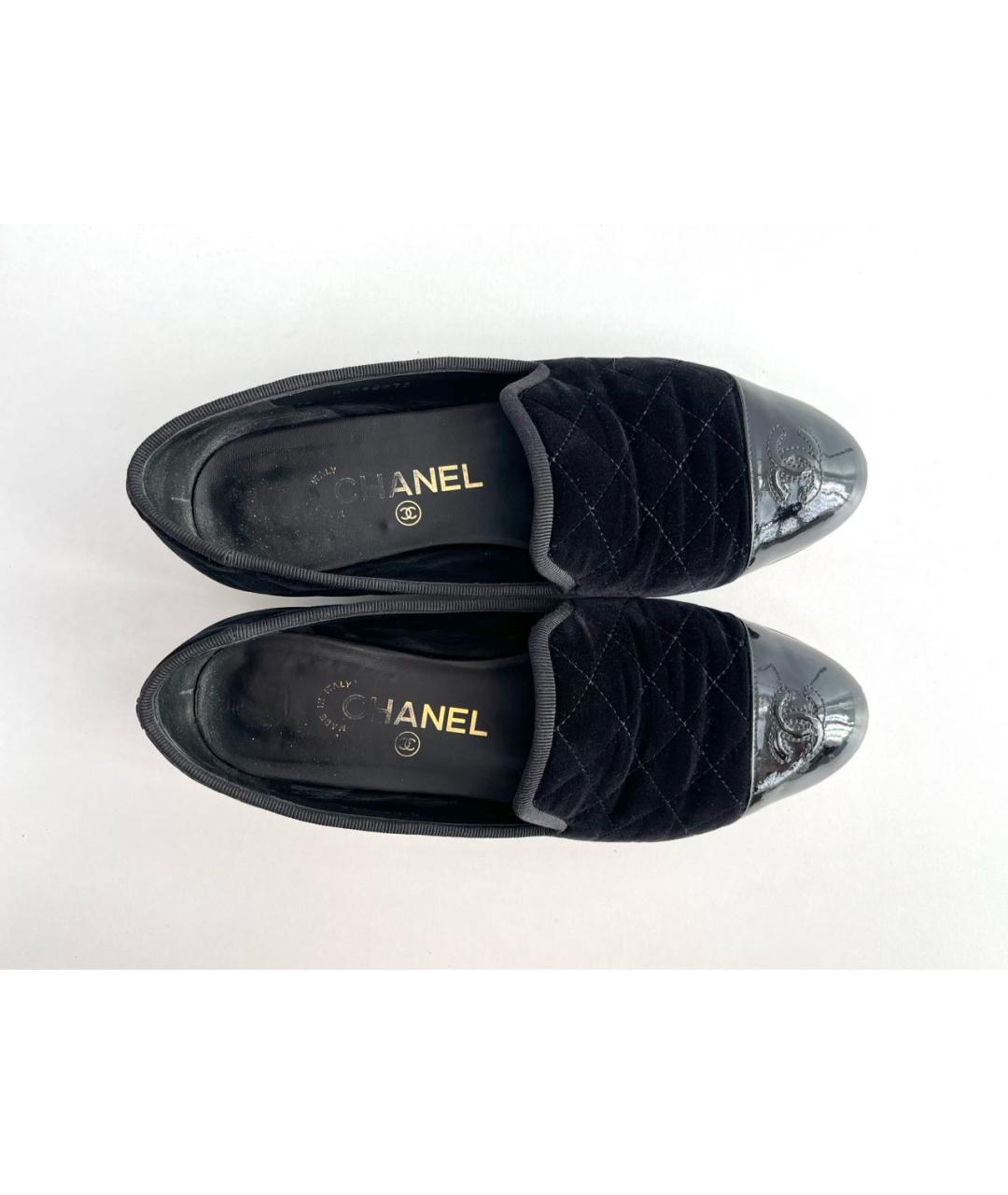 CHANEL Черные бархатные лоферы, фото 8