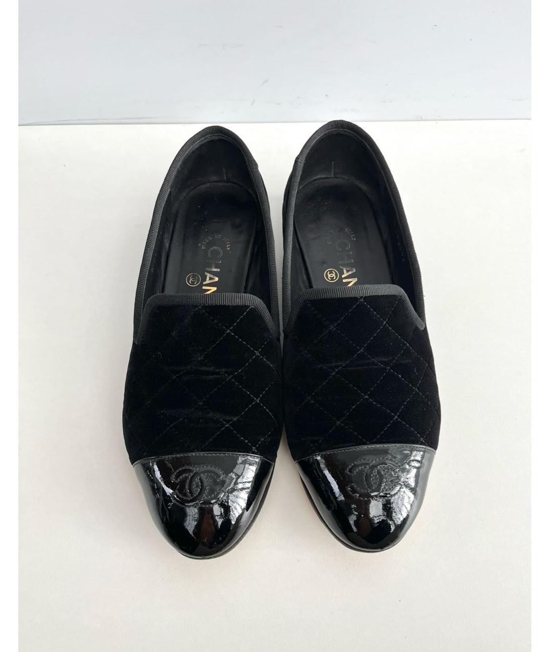 CHANEL Черные бархатные лоферы, фото 3