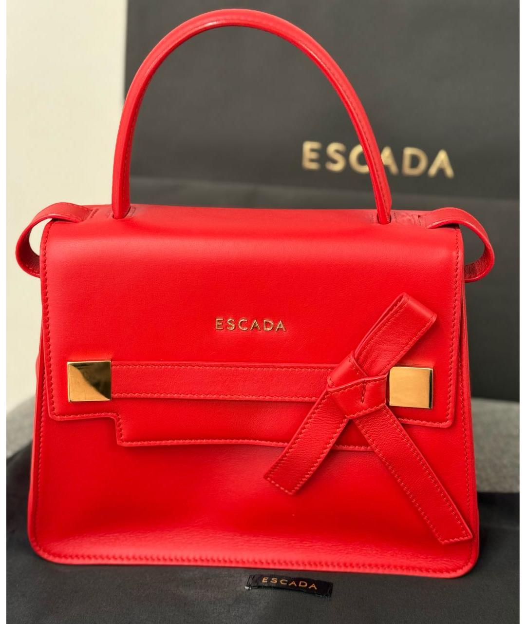 ESCADA Красная кожаная сумка с короткими ручками, фото 9