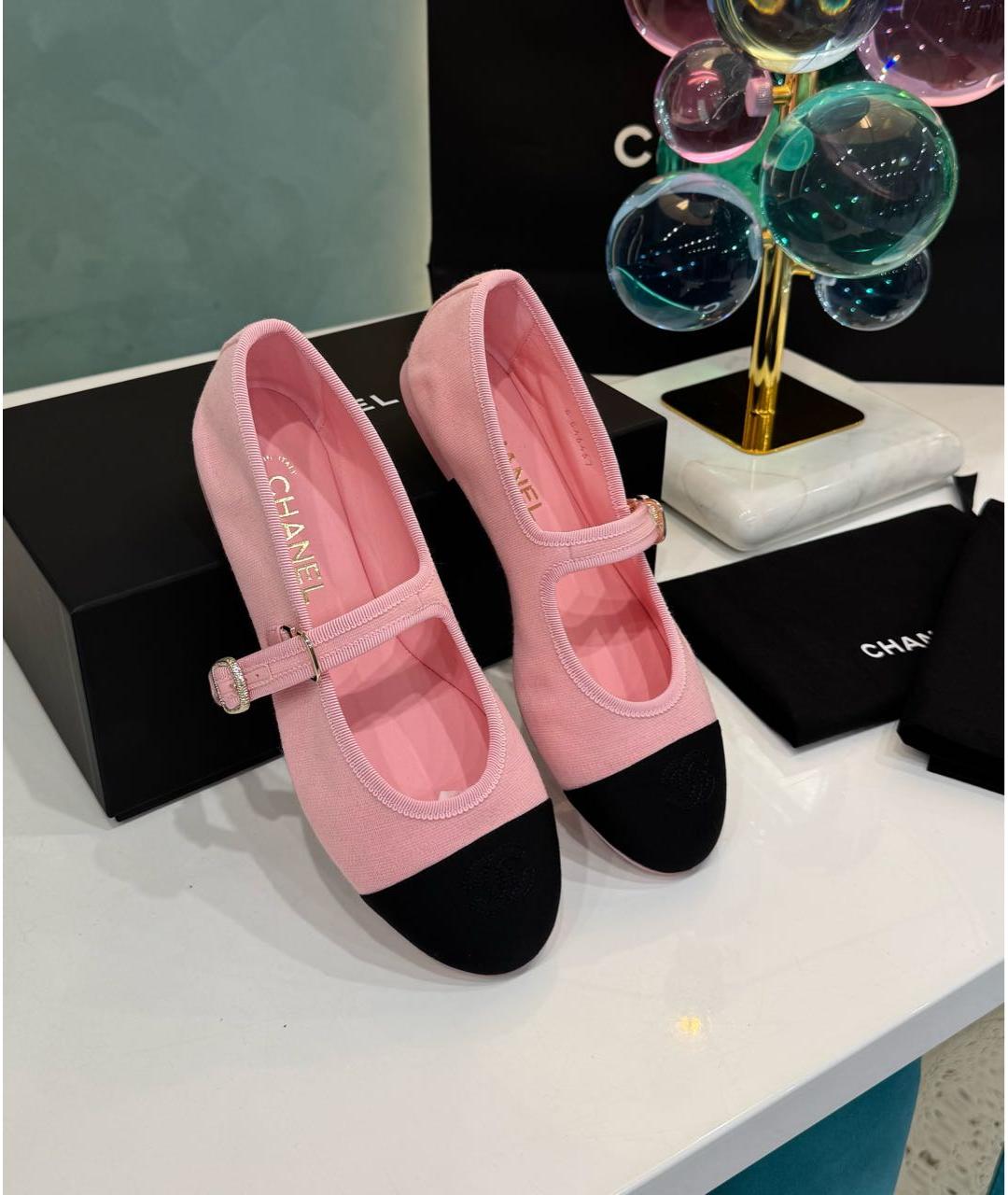 CHANEL Розовые текстильные балетки, фото 8