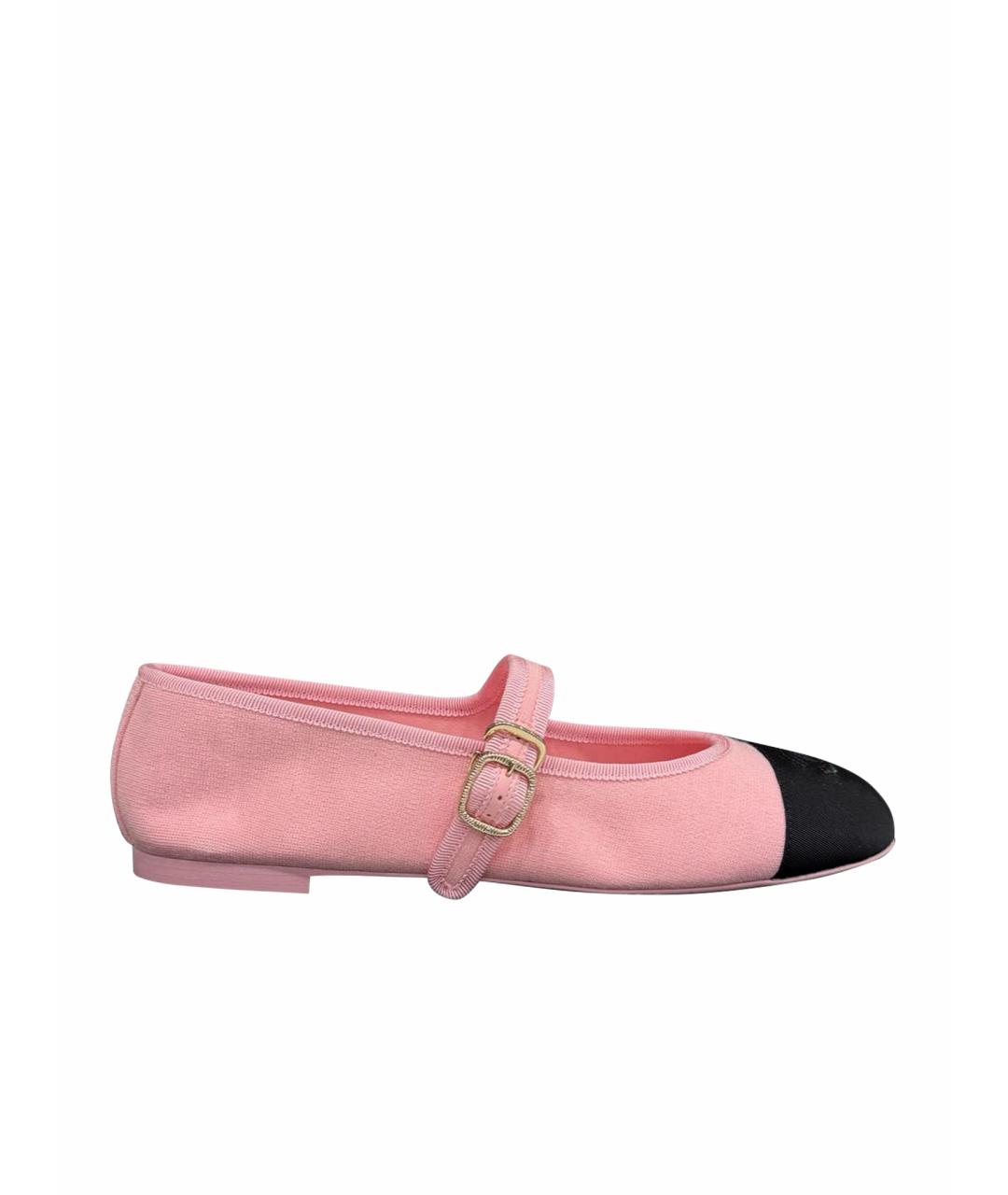 CHANEL Розовые текстильные балетки, фото 1