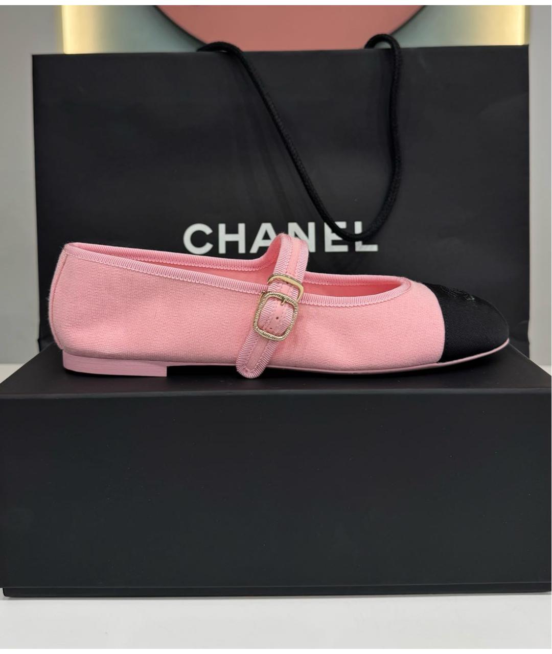 CHANEL Розовые текстильные балетки, фото 9