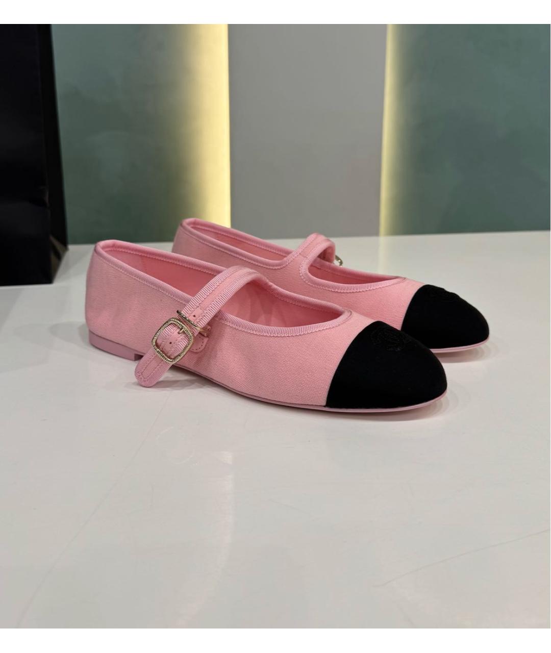 CHANEL Розовые текстильные балетки, фото 2