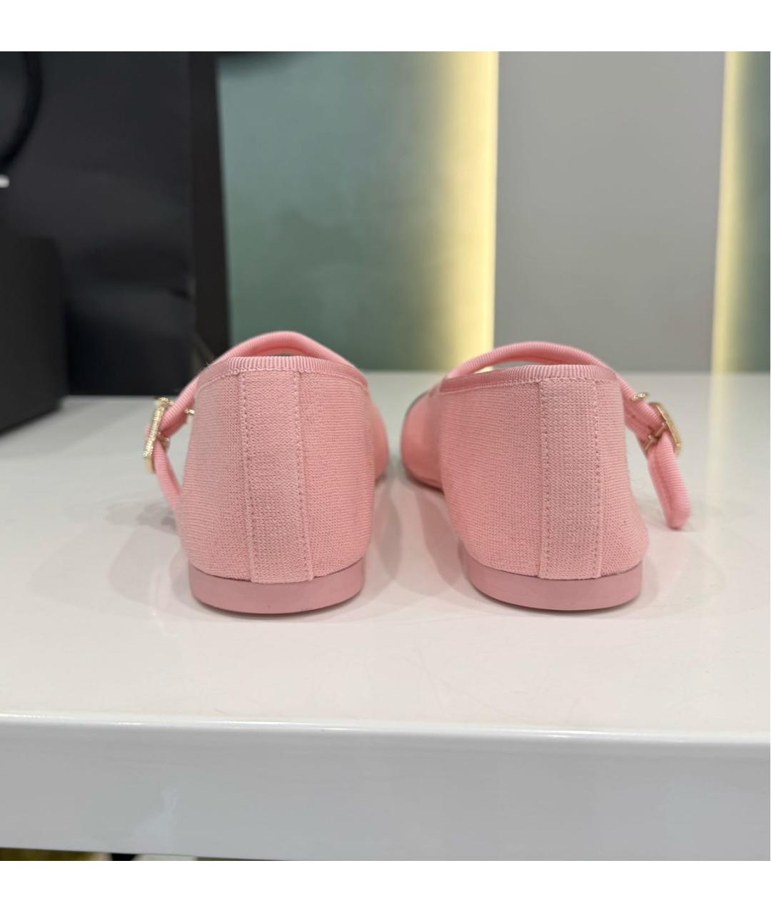 CHANEL Розовые текстильные балетки, фото 3