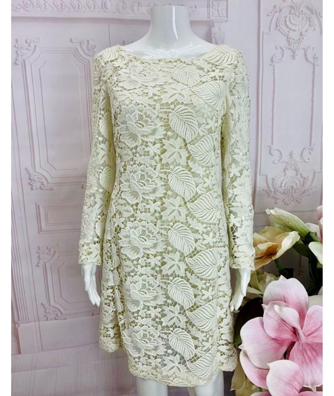 BLUMARINE Бежевое кружевное коктейльное платье, фото 5