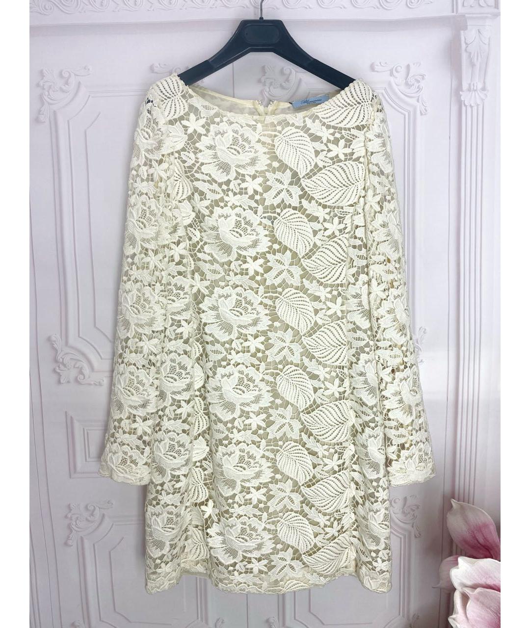 BLUMARINE Бежевое кружевное коктейльное платье, фото 9