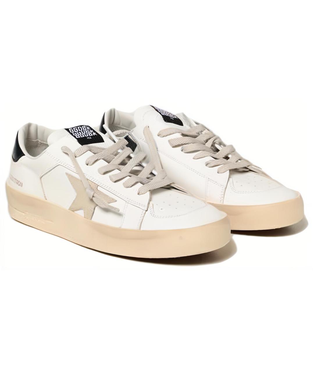 GOLDEN GOOSE DELUXE BRAND Бежевые кожаные низкие кроссовки / кеды, фото 3