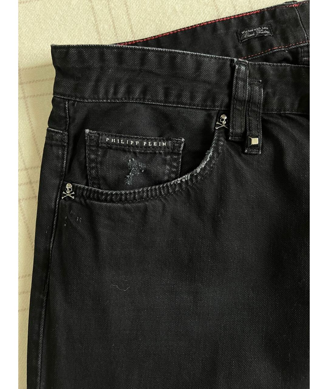PHILIPP PLEIN Черные хлопковые прямые джинсы, фото 6