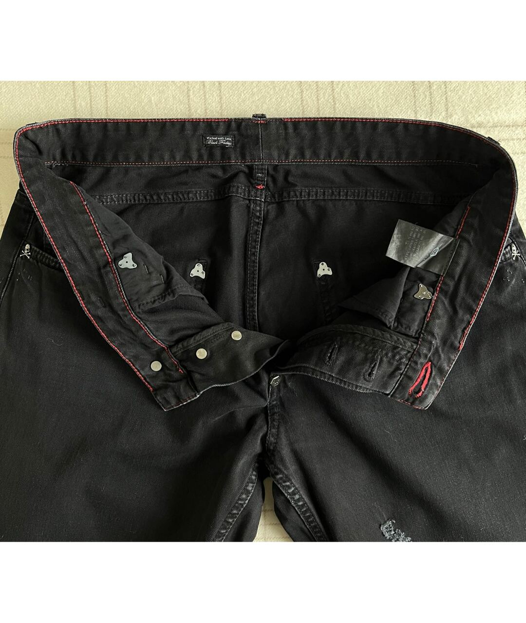 PHILIPP PLEIN Черные хлопковые прямые джинсы, фото 3