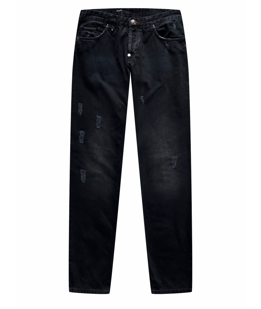 PHILIPP PLEIN Черные хлопковые прямые джинсы, фото 1